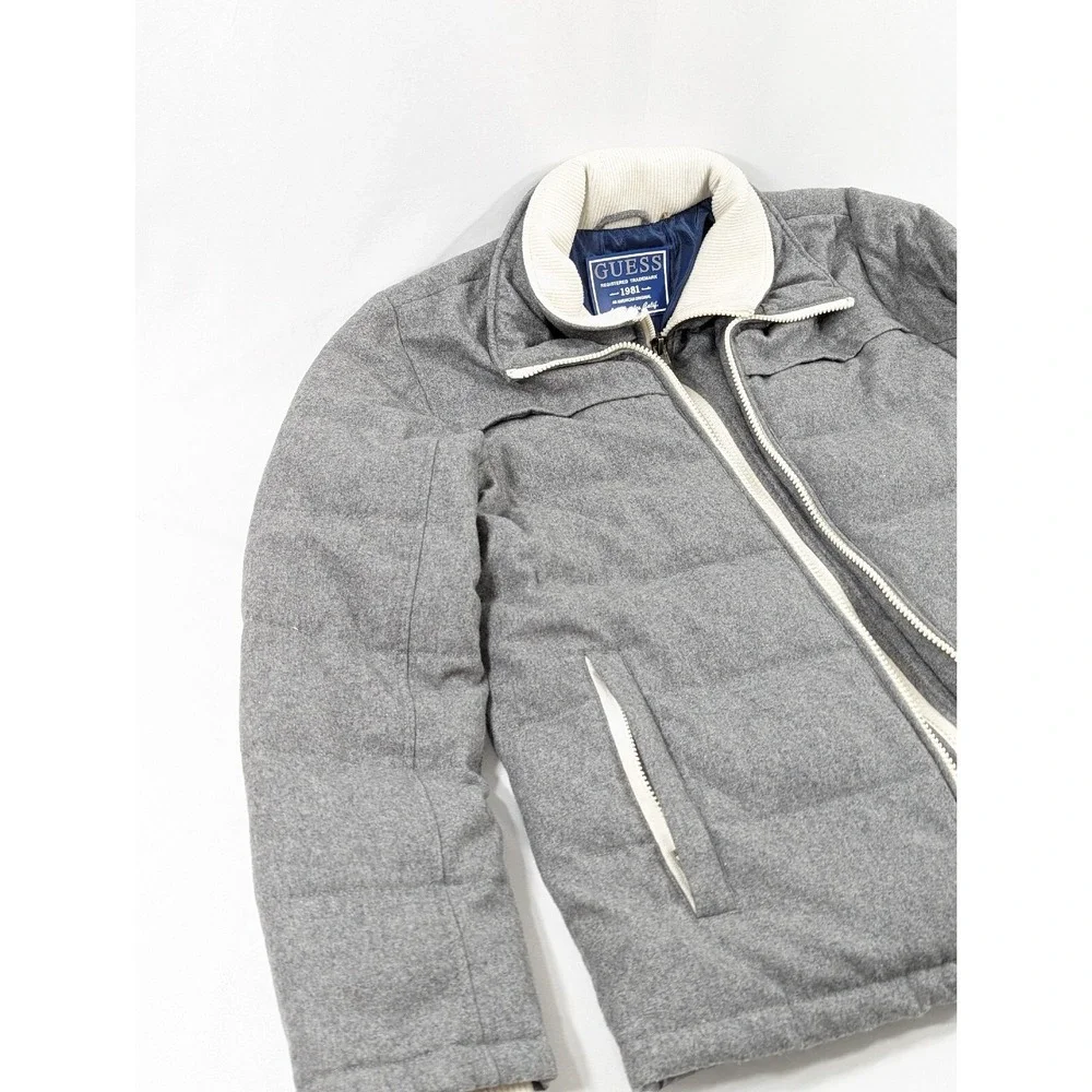 GUESS Double Zip HEAVY coat Double Zip‎ Winter Wool blend SZ. Men's MEDIUM GRAY